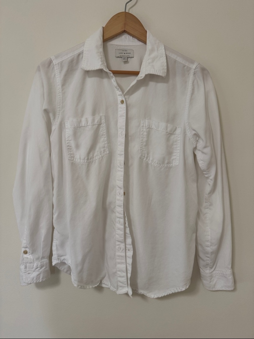 Lucky Brand White Shirt with Subtle Label Detail